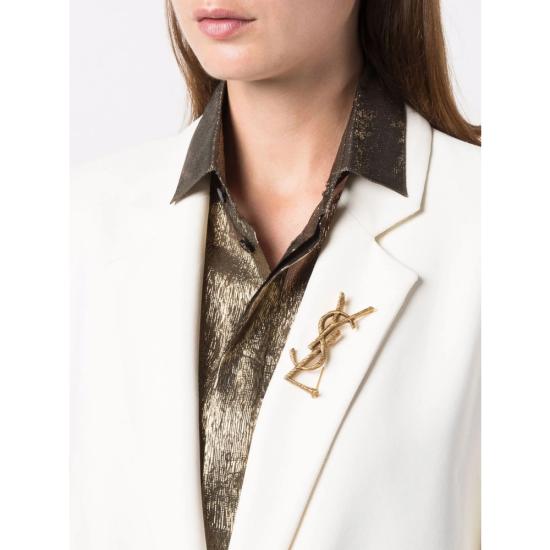 26FW 생로랑 오피움 모노그램 브로치 670466 Y1500 8069 GOLD - SAINT LAURENT