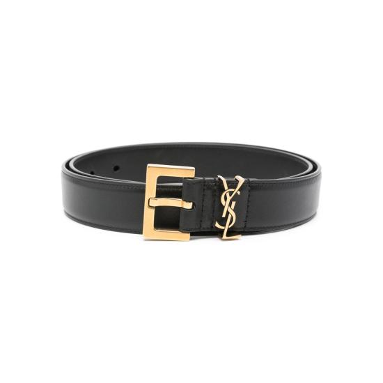 26FW 생로랑 카산드라 벨트 스퀘어 버클 스무스 레더 634437 BOO0W 1000 BLACK