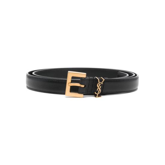 26FW 생로랑 카산드라 씬 스퀘어 버클 벨트 554465 BOO0W 1000 BLACK