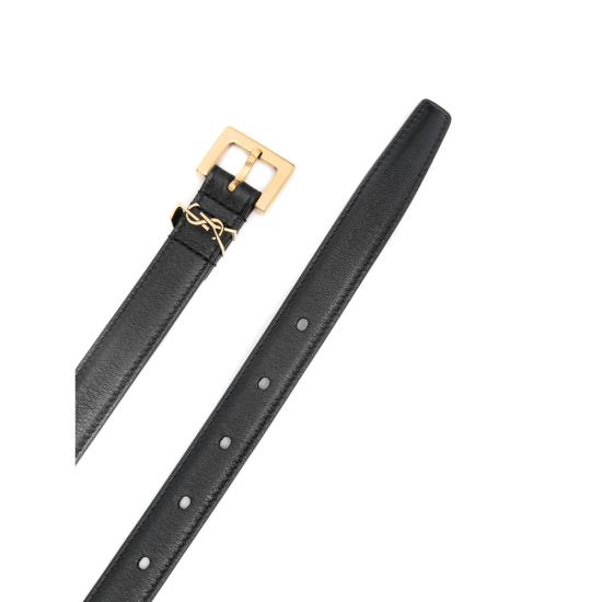 26FW 생로랑 카산드라 씬 스퀘어 버클 벨트 554465 BOO0W 1000 BLACK - SAINT LAURENT