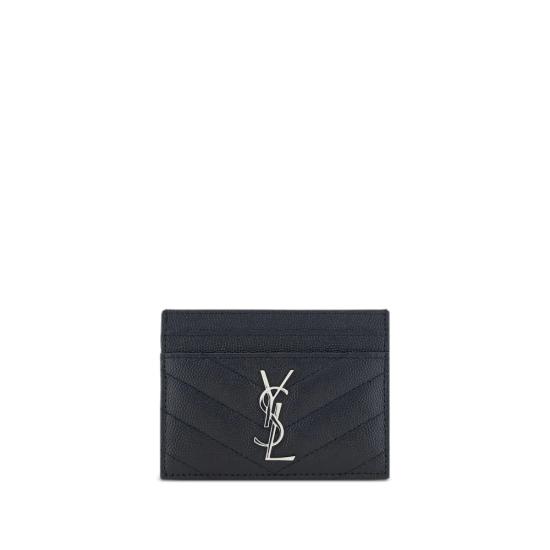 26FW 생로랑 카산드라 마틀라세 카드 케이스 423291 BOW02 1000 BLACK SILVER