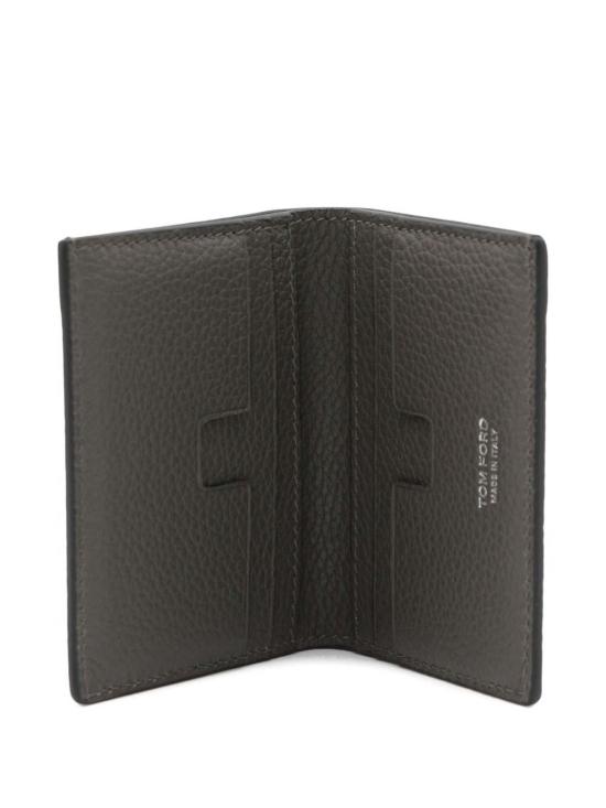 26FW 톰포드 그레인 레더 로고 폴디드 카드 홀더 Y0279LCL158STBG GREY - TOMFORD
