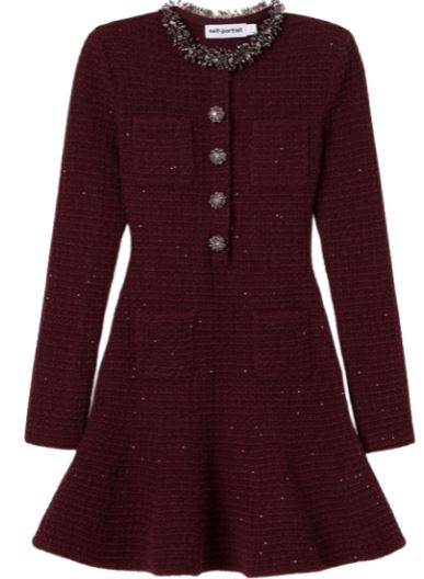 26FW 셀프 포트레이트 미디 원피스 152S BU BURGUNDY