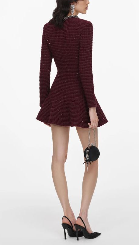 26FW 셀프 포트레이트 미디 원피스 152S BU BURGUNDY - SELF PORTRAIT