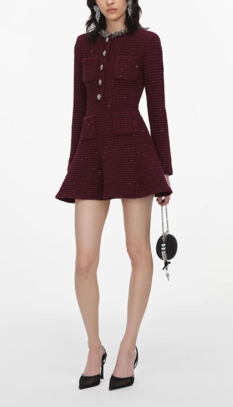 26FW 셀프 포트레이트 미디 원피스 152S BU BURGUNDY - SELF PORTRAIT
