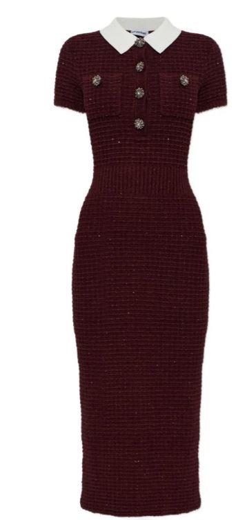 26FW 셀프 포트레이트 미디 원피스 091M BU BURGUNDY
