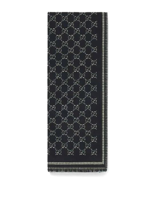 26FW 구찌 울 자카드 스카프 8362644G3861066 BLACK