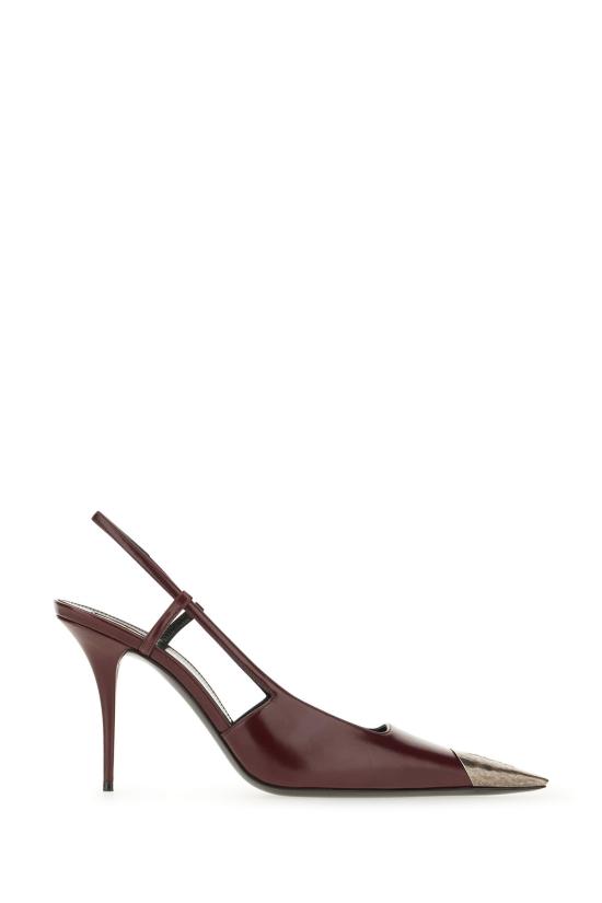 26FW 생로랑 스무스 가죽 슬링백 펌프스 841158AAFGC 6629 VINTAGE BORDEAUX