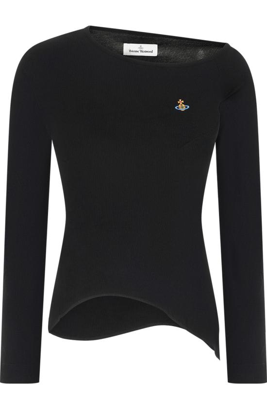 26FW 비비안웨스트우드 Hebo 비대칭 크루넥 반팔 티셔츠 1G01001JJ00BO N401 Black