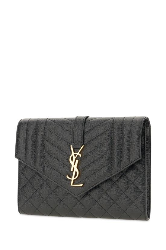 26FW 생로랑 그랑 드 뿌드르 엠보스 레더 믹스 마틀라세 엔벨로프 플랩 파우치 651030BOW91 1000 - SAINT LAURENT