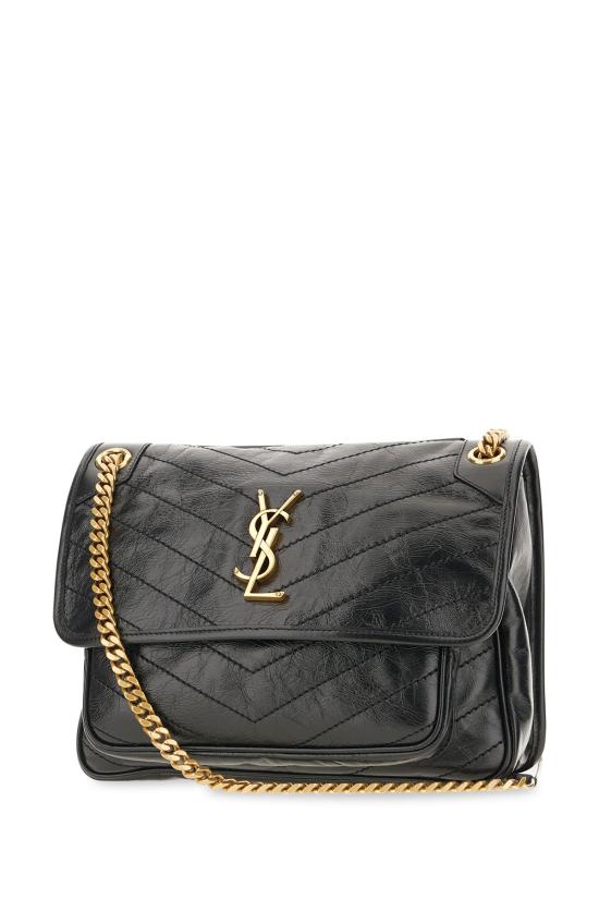 26FW 생로랑 니키 미디움 빈티지 레더 6331840EN07 1000 NERO - SAINT LAURENT