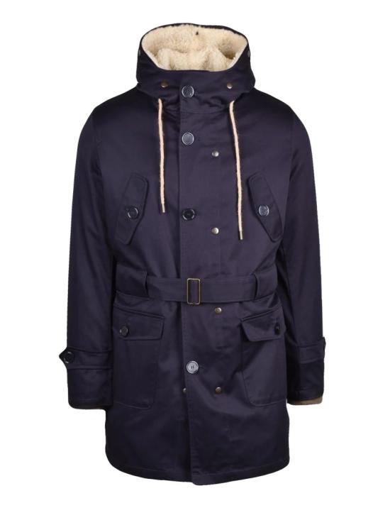 25FW L Eskimo 자켓 파란색 탈부착식 안감 벨트형 폴리에스터 혼방 파카