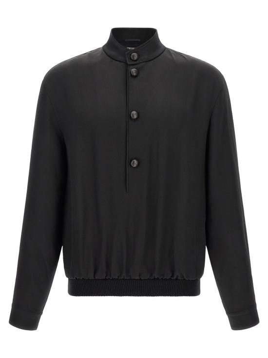 26FW 에르메네질도제냐 긴팔 티셔츠 ZE345427BM BLACK