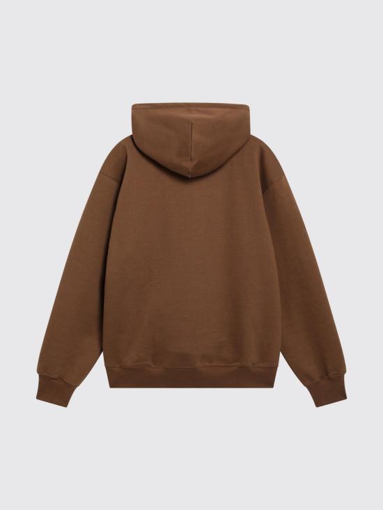 26FW 칼하트 WIP 로고 후드 티셔츠 I030547 3YYXX Brown - CARHARTT WIP