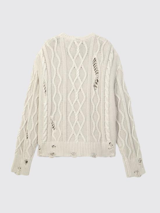 26FW 캠퍼 스웨터 AU00129 003 DISTRESSED CABLE KNIT SWEATER 0 White - CAMPER