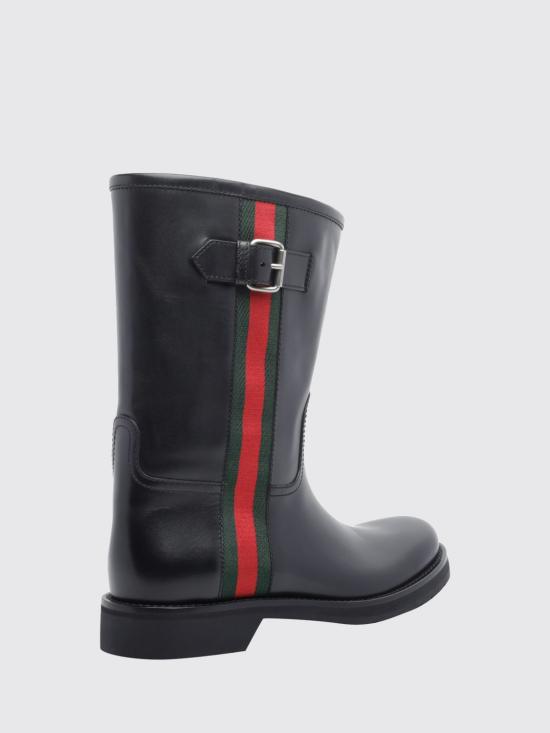 26FW 구찌 웹 디테일 레더 컴뱃 부츠 A006FSAAHEX 1060 Black - GUCCI
