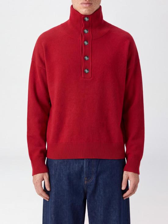 26FW 아미 브라운 하이 버튼 칼라 울 스웨터 브라운 하이 버튼 칼라 울 스웨터 UKS885KN0192 A186 Ruby