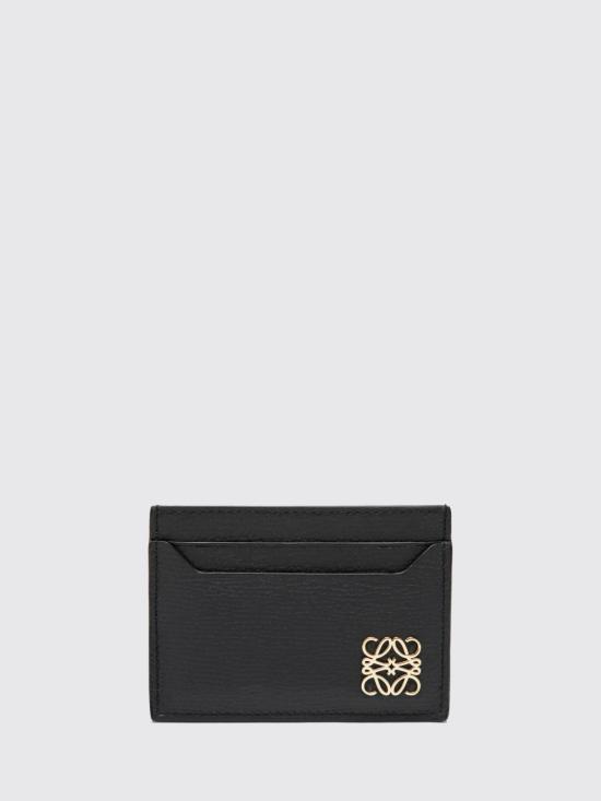 26FW 로에베 페블 그레인드 카프스킨 아나그램 플레인 카드 홀더 C821075X09 1206 Black