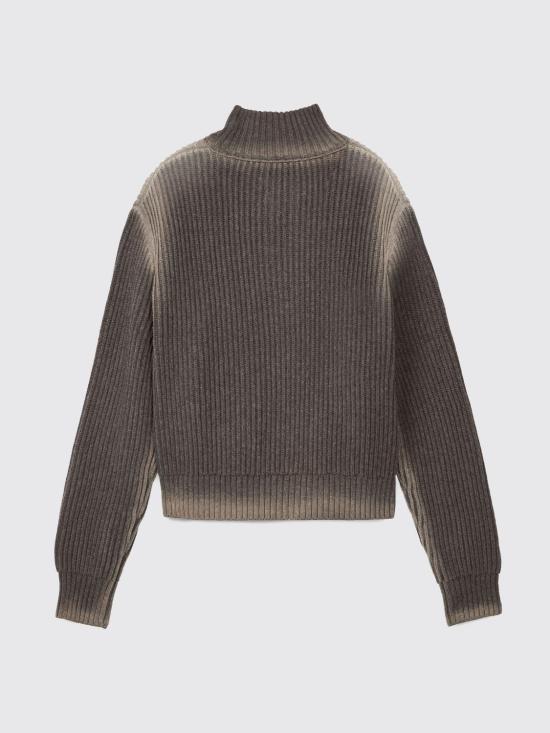 26FW 캠퍼 집업 니트 AU00128 002 WASHED SEAM RIBBED HALF ZIP KNIT 0 Brown - CAMPER