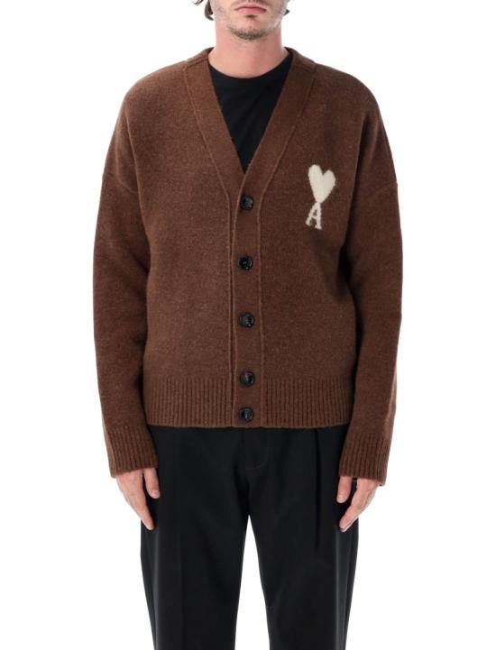 26FW 아미 빅 하트 로고 알파카 니트 가디건 UKC365KN0135A362 Brown