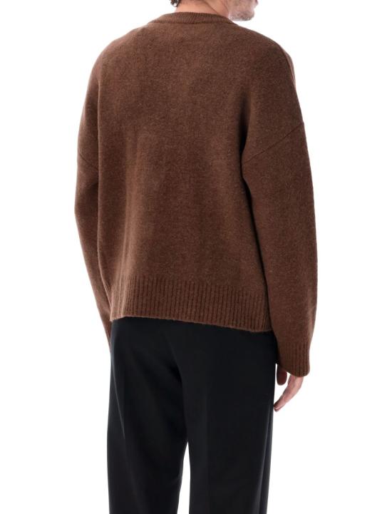26FW 아미 빅 하트 로고 알파카 니트 가디건 UKC365KN0135A362 Brown - AMI