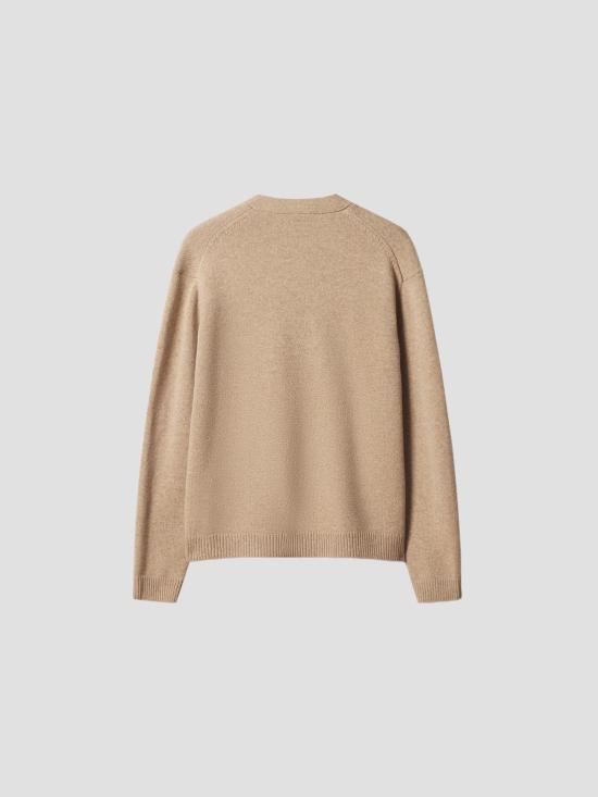 26FW 메종키츠네 폭스 헤드 인타르시아 메리노 가디건 PM00509KM0329 0626 TAUPE MLNG DUSTY BGE - MAISON KITSUNE