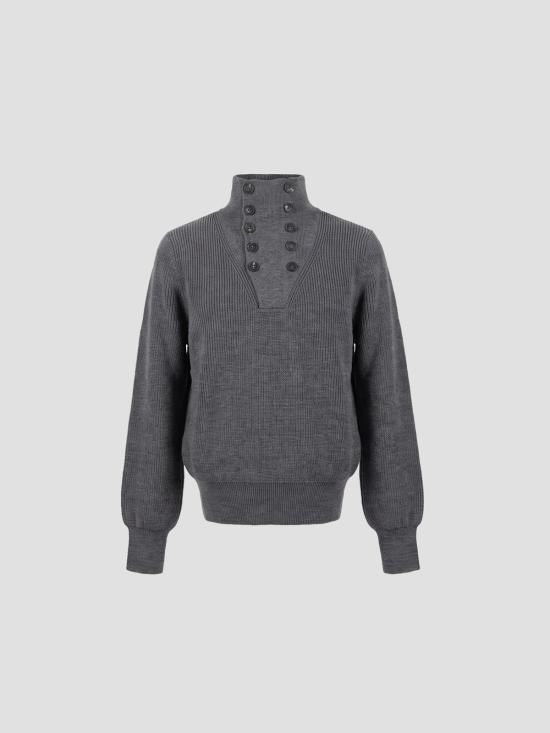 26FW 팔로마울 밀론 하이넥 버튼 니트 스웨터 XJ6102209 209 GREY - PALOMA WOOL