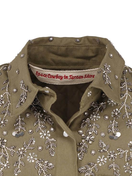  자켓 OAKEY BRIGHT CANVAS RHINESTONES JACKET LODEN GREEN - OTHER BRANDS