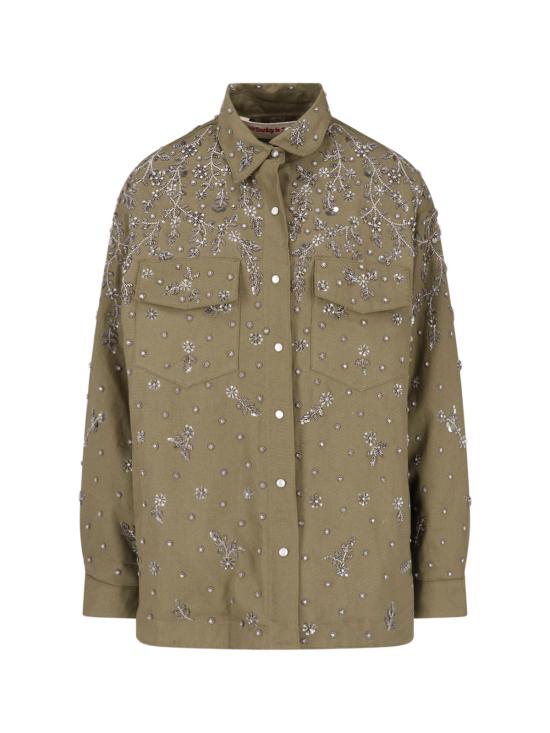  자켓 OAKEY BRIGHT CANVAS RHINESTONES JACKET LODEN GREEN