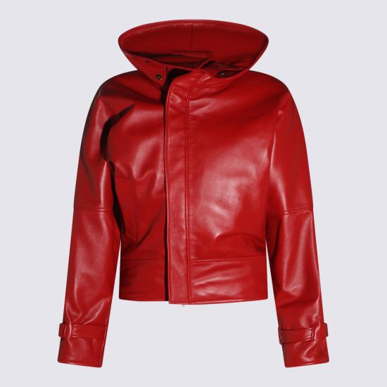 26FW 발렌시아가 가죽 라운드 봄버 재킷 A009FD TUS116400 RED