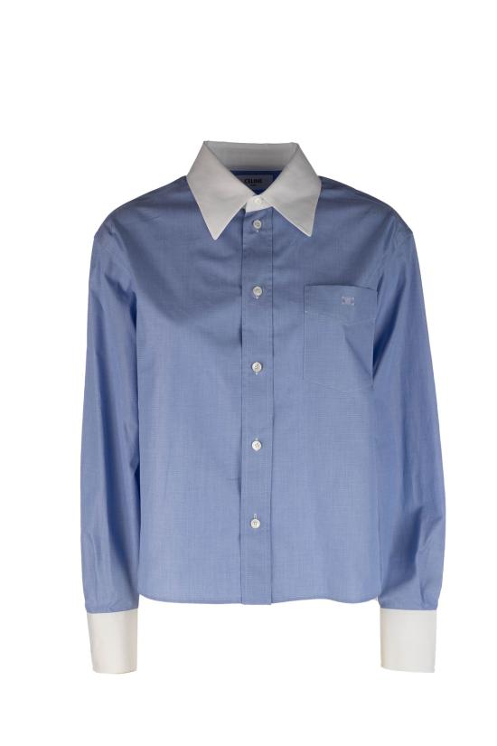 26FW 셀린느 코튼 포플린 크롭 셔츠 RC0DI2N91 07EU BLEU