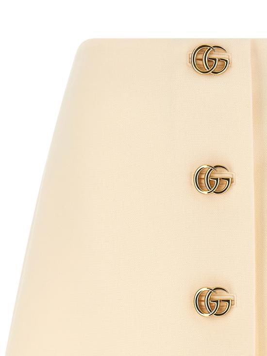 26FW 구찌 크레이프 울 더블 G 버튼 스커트 864526ZACKN9050 White - GUCCI