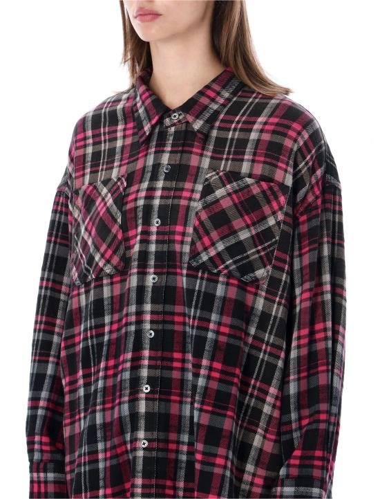 26FW 알13 반팔 티셔츠 R13WR015R934B BLACK FUCH BLACK FUCHSIA PLAID - R13