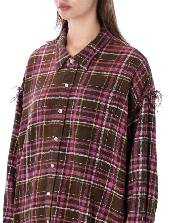 26FW 알13 반팔 티셔츠 R13WR075R931B BROWN PINK BROWN PINK PLAID - R13