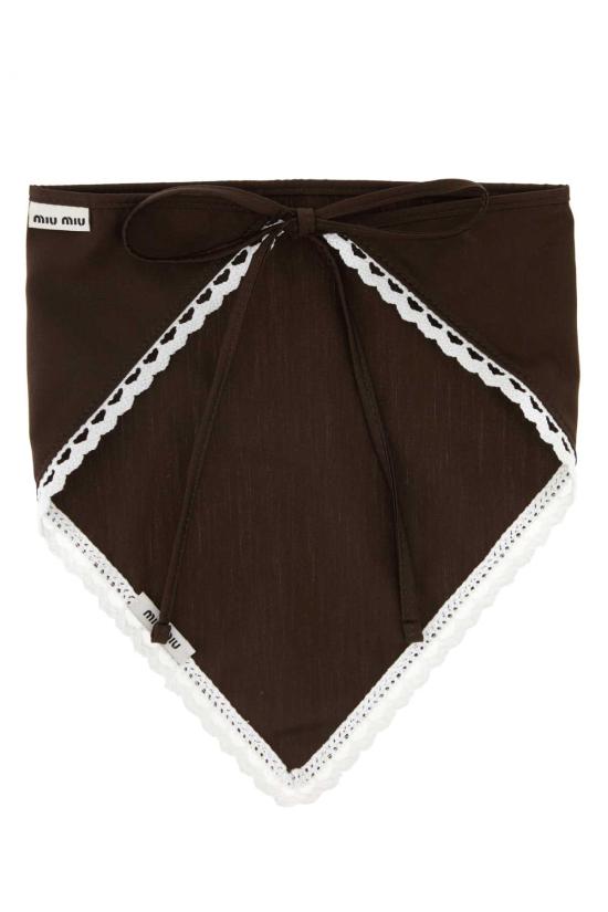 26FW 미우미우 로고 포플린 반다나 스카프 5IH1462G86 F0G8A Brown - MIU MIU