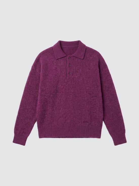 26FW 아미 알파카 아미 롱 슬리브 폴로 스웨터 HPL405KN0021 618 Fuchsia - AMI