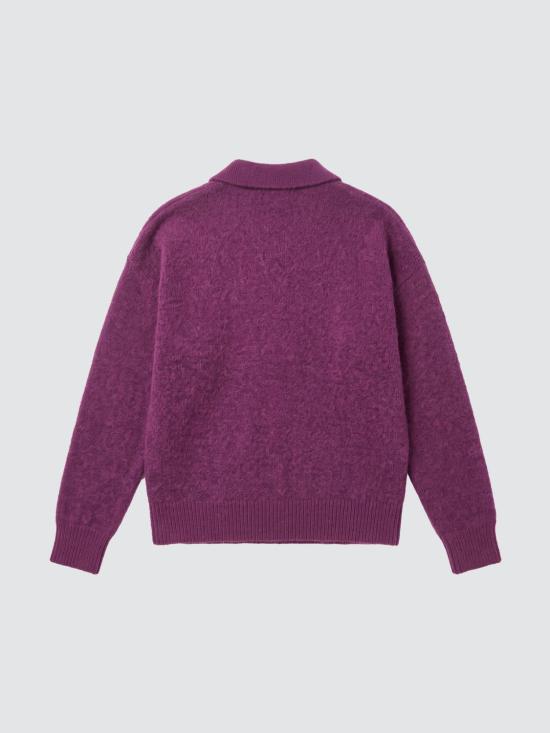 26FW 아미 알파카 아미 롱 슬리브 폴로 스웨터 HPL405KN0021 618 Fuchsia - AMI