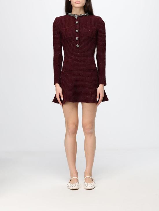 26FW 셀프 포트레이트 롱 원피스 SC26152SBU Burgundy