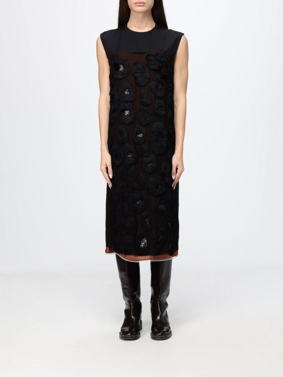 26FW 마르니 롱 원피스 ABMA1598SUUSR034 00N99 Black