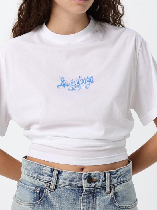 26FW 발렌시아가 스케치 쇼트 슬리브 탑 스케치 쇼트 슬리브 탑 A0016UTUVQ4 9000 White - BALENCIAGA