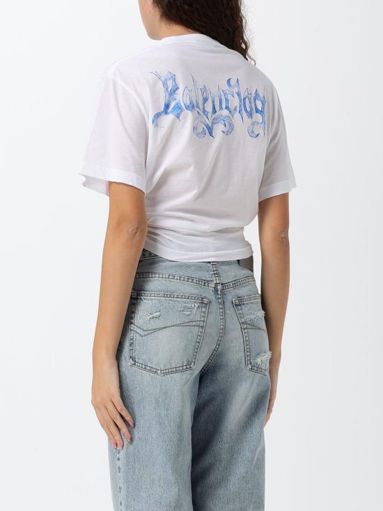 26FW 발렌시아가 스케치 쇼트 슬리브 탑 스케치 쇼트 슬리브 탑 A0016UTUVQ4 9000 White - BALENCIAGA