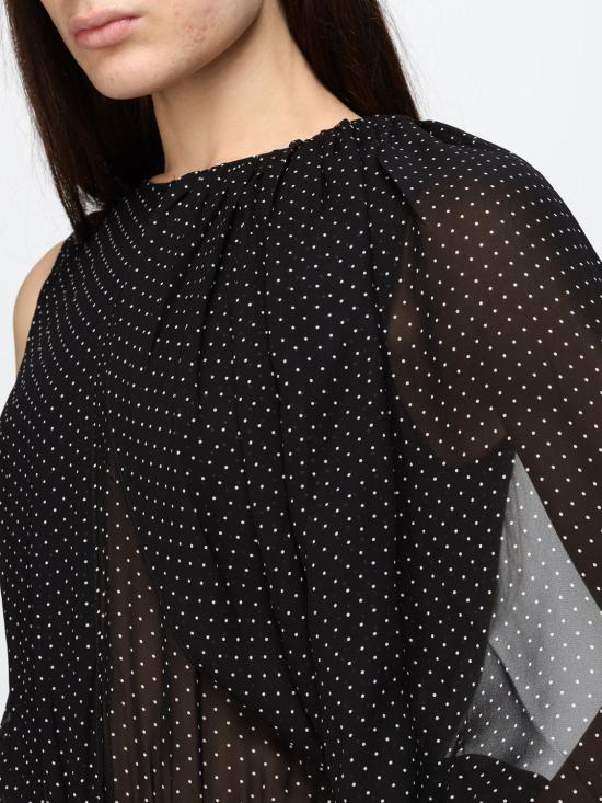 26FW 끄리다 롱 원피스 ELETTRAGEORGETTE DI VISCOSA BLACK POIS - CRIDA
