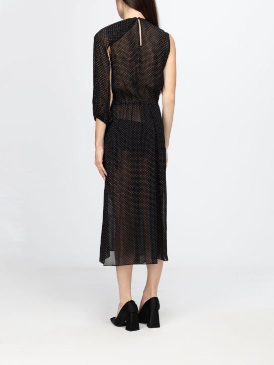 26FW 끄리다 롱 원피스 ELETTRAGEORGETTE DI VISCOSA BLACK POIS - CRIDA