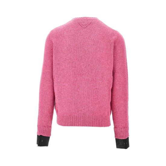 26FW 프라다 셰틀랜드 울 크루넥 스웨터 셰틀랜드 울 크루넥 스웨터 UMF353SEAO198K Pink - PRADA