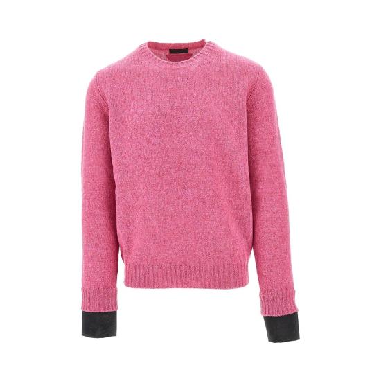 26FW 프라다 셰틀랜드 울 크루넥 스웨터 셰틀랜드 울 크루넥 스웨터 UMF353SEAO198K Pink