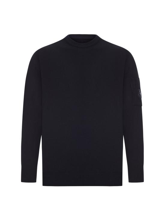 26FW 씨피 컴퍼니 렌즈 와펜 크루넥 니트 21CMKN069A 005528A 999 BLACK DOM