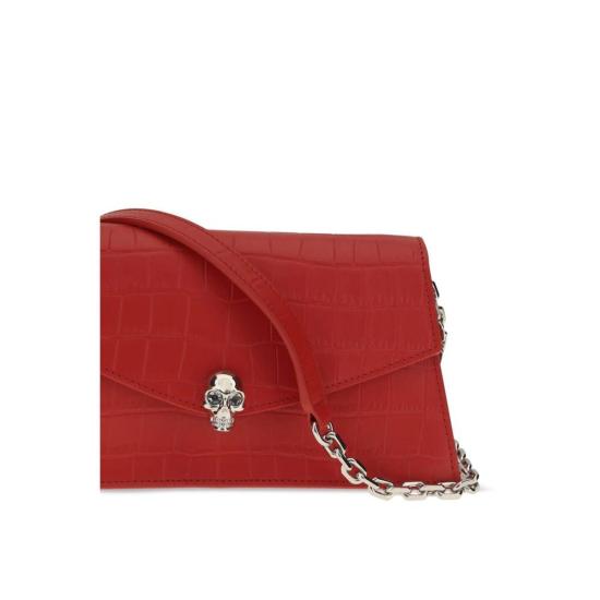 26FW 알렉산더 맥퀸 지갑 미니 스컬 카프 레더 보스 타우러스 클러치 백 레드 - ALEXANDER MCQUEEN