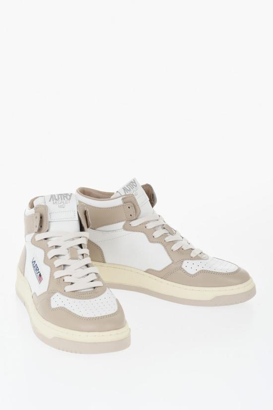  오트리 메달리스트 미드 레더 스니커즈 AUMWWB51 Beige Bianco