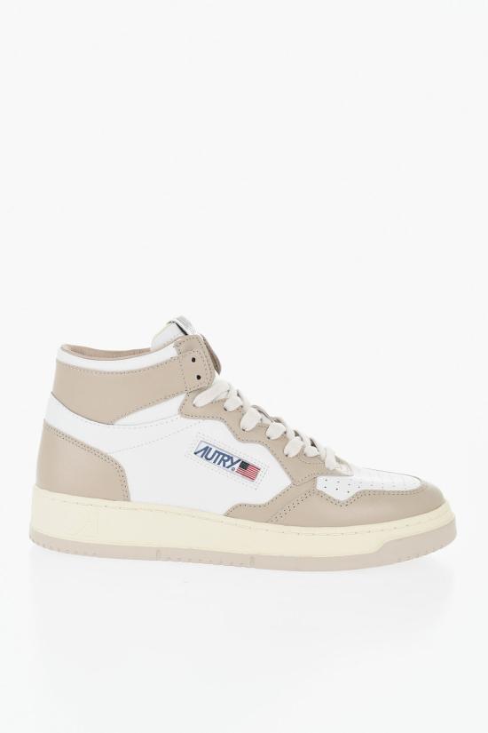  오트리 메달리스트 미드 레더 스니커즈 AUMWWB51 Beige Bianco - AUTRY