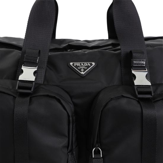 26FW 프라다 리나일론 사피아노 가죽 더플백 2VC006VOOM2DMG F0002 BLACK - PRADA